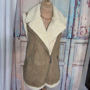 RALPH LAUREN FAUX SUEDE SHERPA VEST Sz L P, VINTAGE